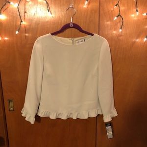 Kasper green ruffled blouse